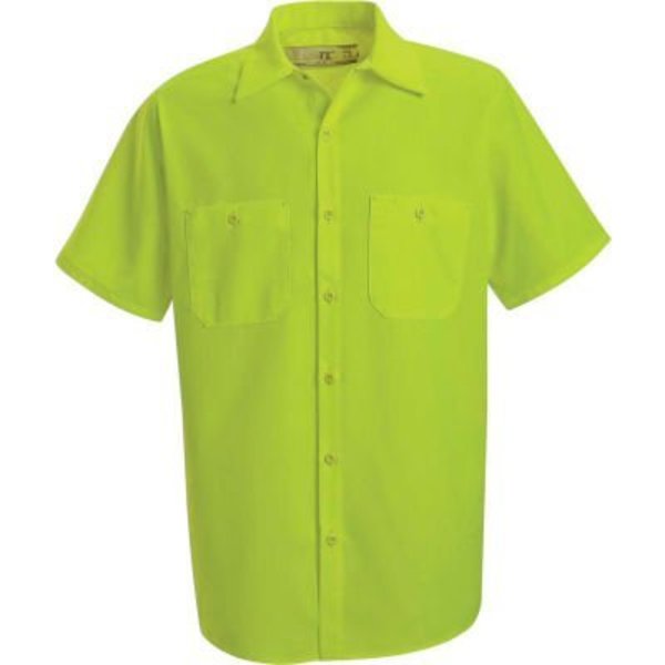 Vf Imagewear Red Kap® Enhanced Visibility Short Sleeve Work Shirt, Fluorescent Yellow/Green, Regular, L SS24YESSL